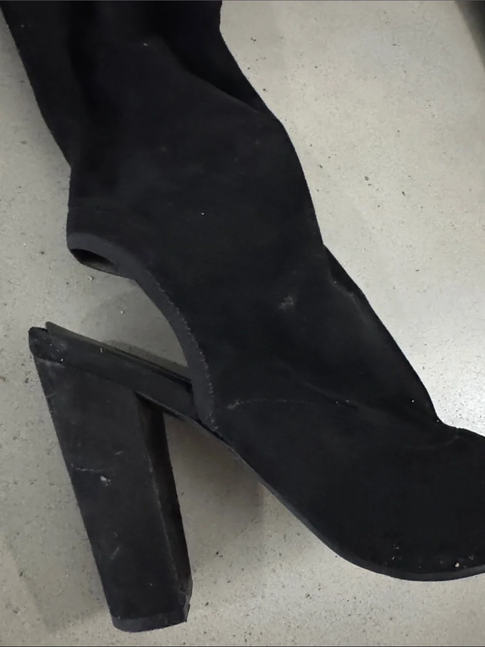 Guess women’s black Over-the-Knee Peep-Toe Heeled Boots